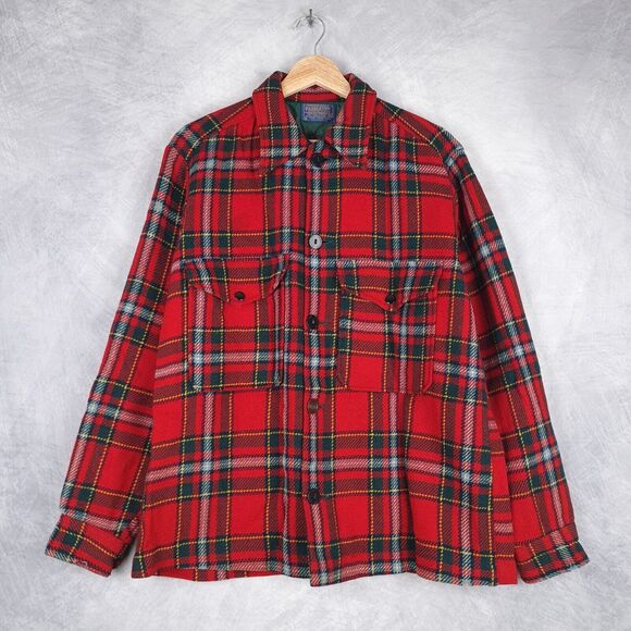 Pendleton Other - Vintage Pendleton Heavy Wool Shirt Jacket Mens Medium Red Tartan Plaid Relaxed